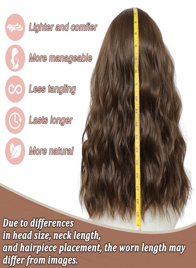 BUPPLER باروكة بوبلر، طول متوسط 18 بوصة، شعر صناعي مموج مع خصلات محسّنة، باروكة شعر طبيعي للاستخدام اليومي والحفلات/الهالوين، 18 بوصة، بني عسلي - Image 5